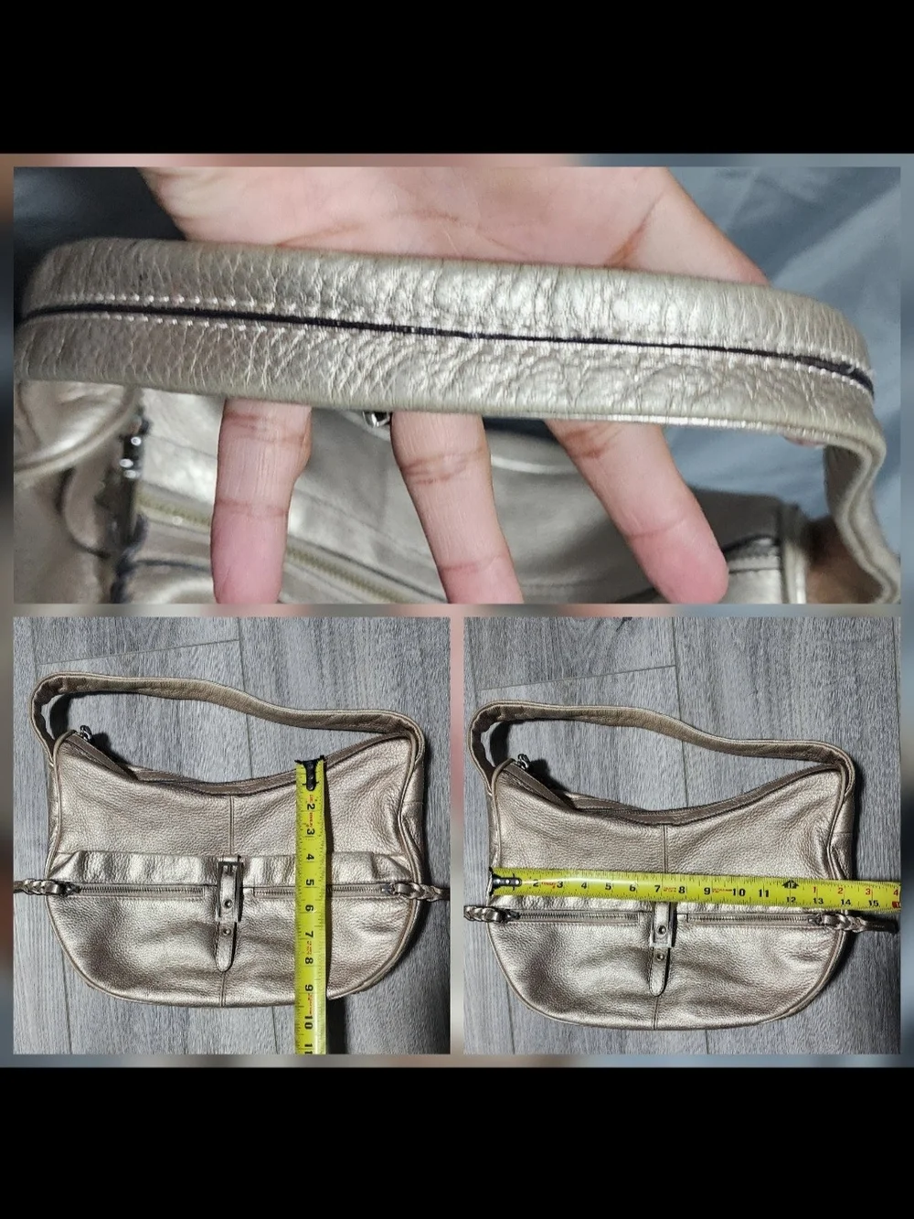 B. Makowsky Metallic Leather Hobo Shoulderbag Purse